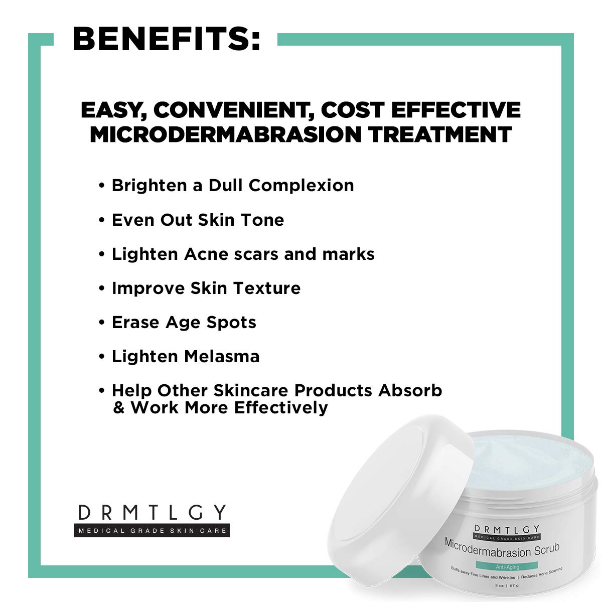 DRMTLGY Microdermabrasion Facial Scrub and Face Mask. Non-Abrasive Face Exfoliator Improves Acne Scars, Blackheads, Pore Size, and Skin Texture. 2 oz