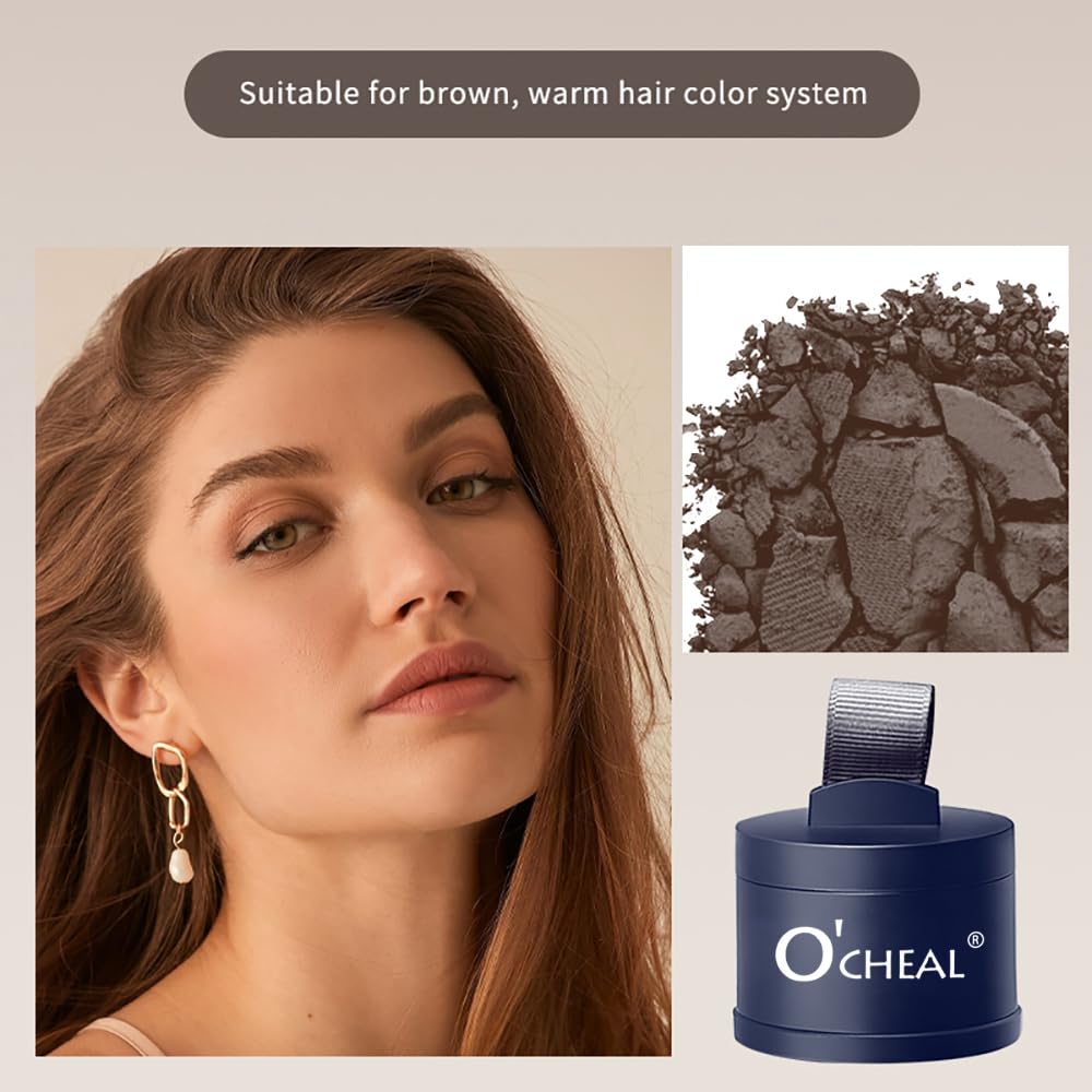 O'CHEAL Hairline Powder Dark Brown, Waterproof Hair Fibers for Thinning Hair, Instantly Root Touch Up Hair Color for Gray Hair Coverage, Long Lasting Hair Line Shadow Toppers Powder for Men and Women