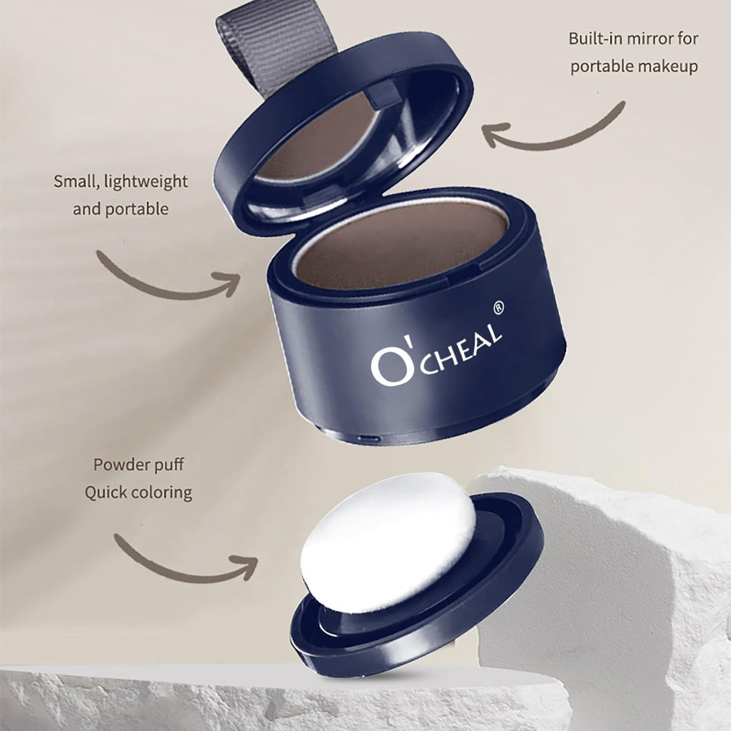 O'CHEAL Hairline Powder Dark Brown, Waterproof Hair Fibers for Thinning Hair, Instantly Root Touch Up Hair Color for Gray Hair Coverage, Long Lasting Hair Line Shadow Toppers Powder for Men and Women