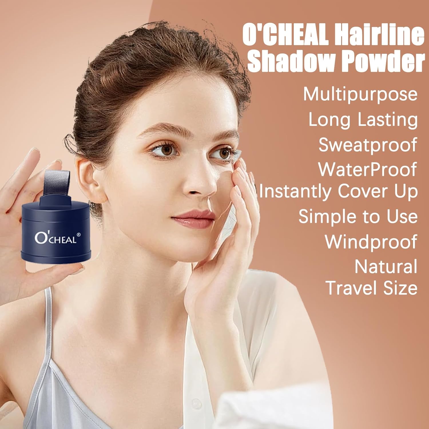 O'CHEAL Hairline Powder Dark Brown, Waterproof Hair Fibers for Thinning Hair, Instantly Root Touch Up Hair Color for Gray Hair Coverage, Long Lasting Hair Line Shadow Toppers Powder for Men and Women