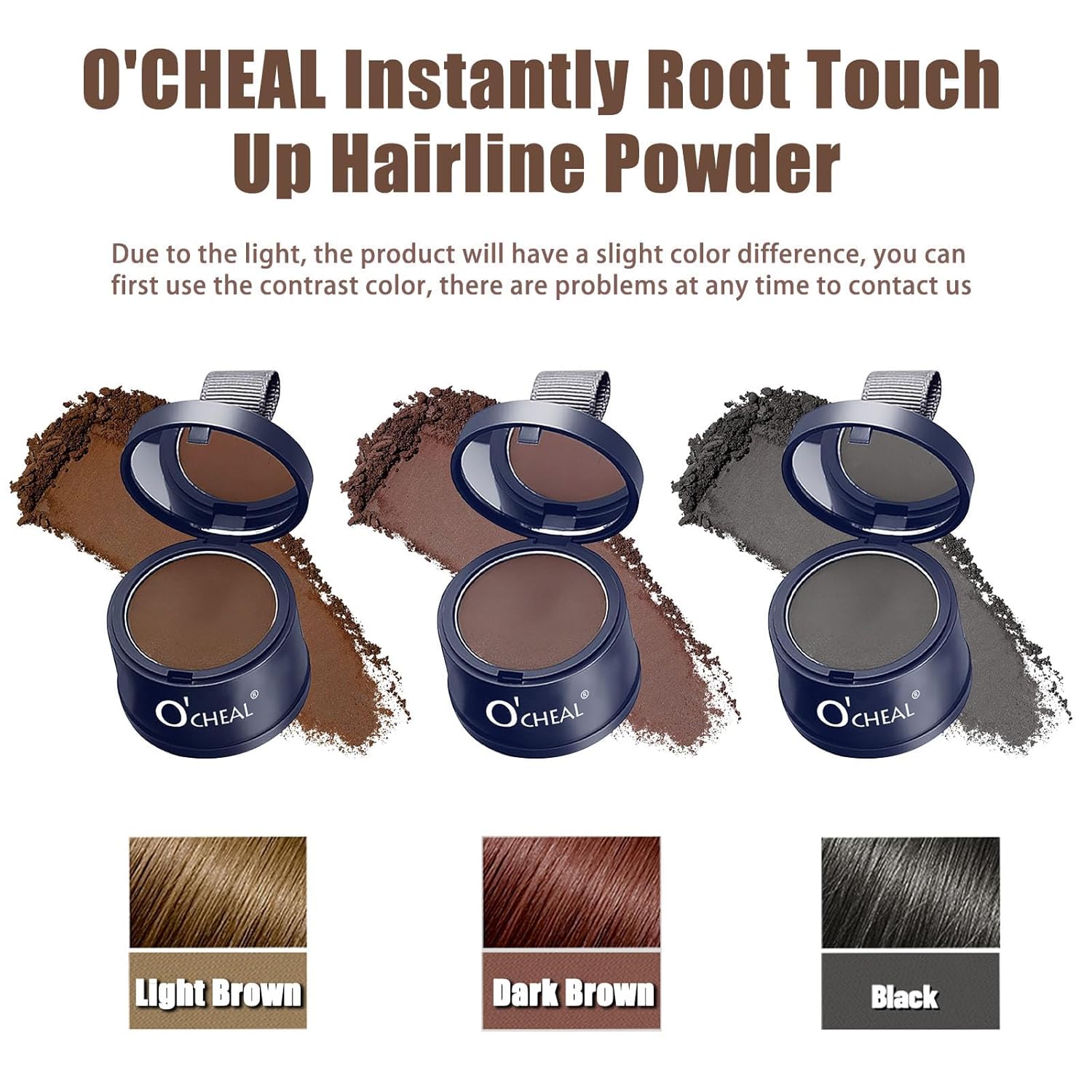 O'CHEAL Hairline Powder Dark Brown, Waterproof Hair Fibers for Thinning Hair, Instantly Root Touch Up Hair Color for Gray Hair Coverage, Long Lasting Hair Line Shadow Toppers Powder for Men and Women