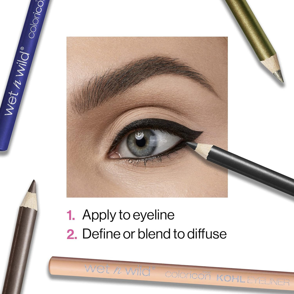 wet n wild Color Icon Kohl Eyeliner Pencil, Rich Hyper-Pigmented Color, Smooth Creamy Application, Long-Wearing Matte Finish Versatility, Cruelty-Free - Baby's Got Black(Packaged)