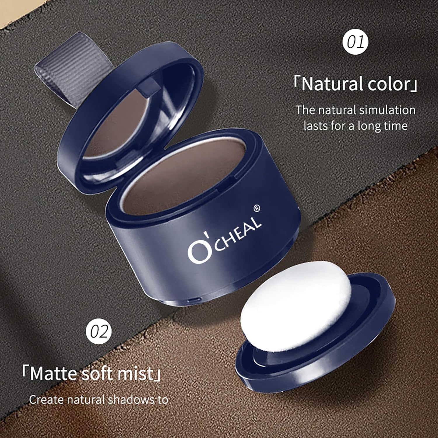 O'CHEAL Hairline Powder Dark Brown, Waterproof Hair Fibers for Thinning Hair, Instantly Root Touch Up Hair Color for Gray Hair Coverage, Long Lasting Hair Line Shadow Toppers Powder for Men and Women